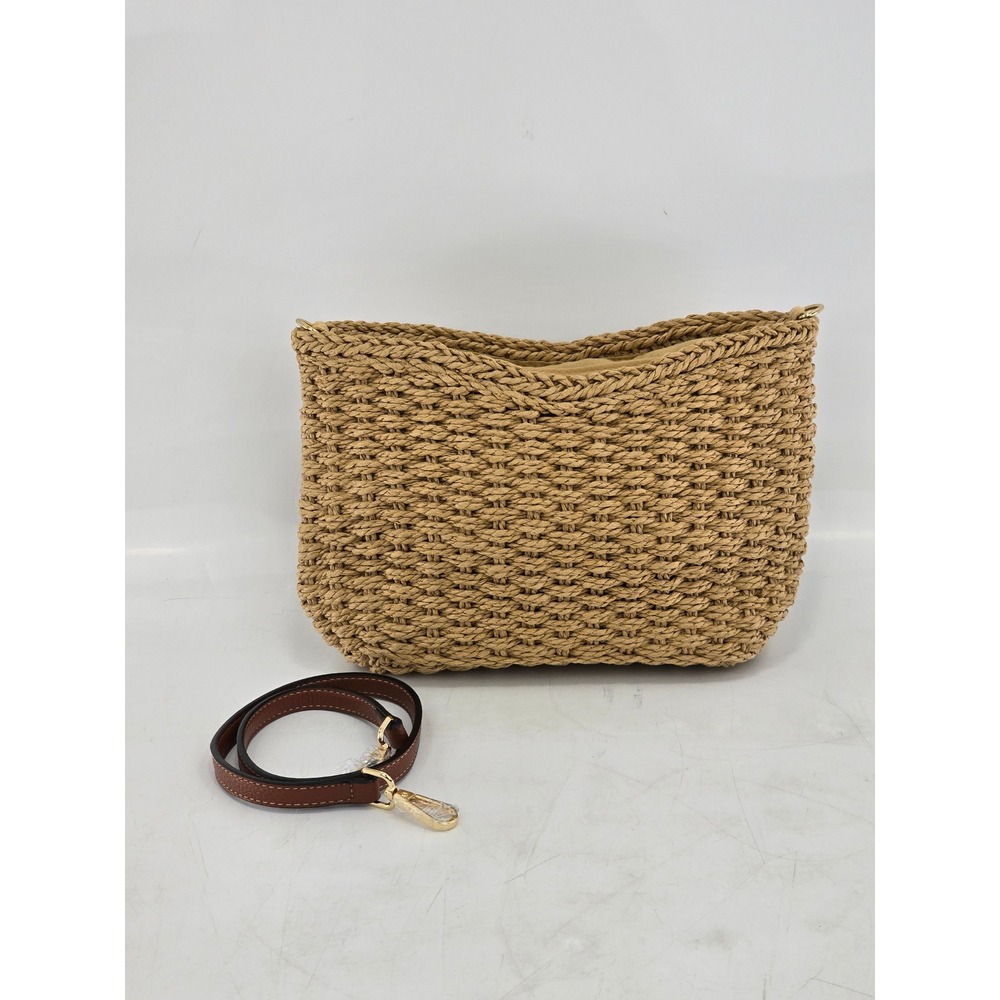 Chic Straw Woven Crossbody Bag Women Small Tan Boho Summer - New Without Tags